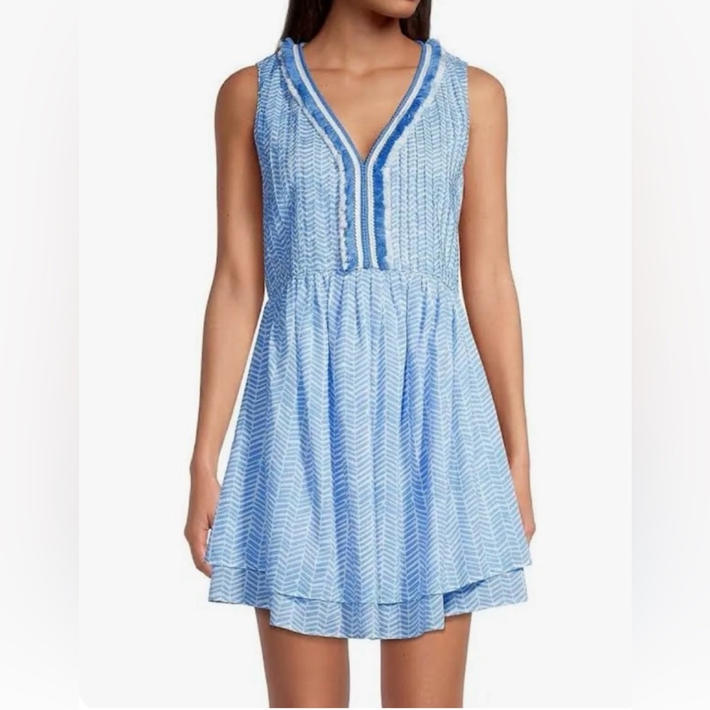 NWOT Vineyard Vines Chevron Fringe Pintuck Dress Size S